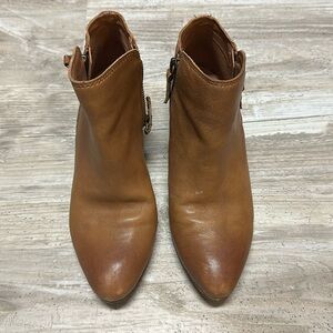 Frye leather booties. Brown. Never worn